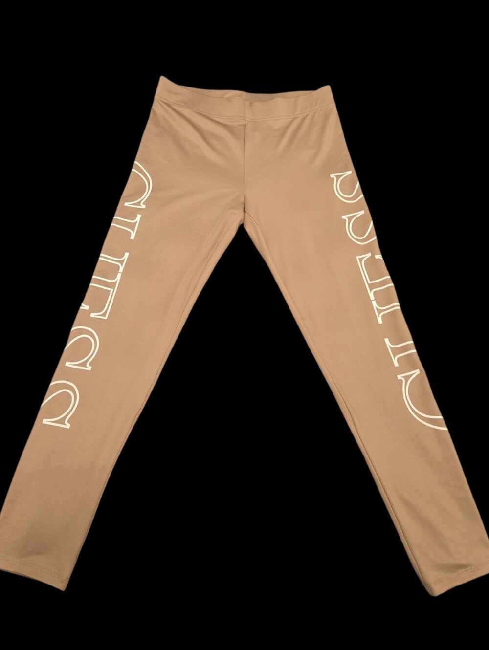 Guess  Tan Leggings with White Logo Side Print